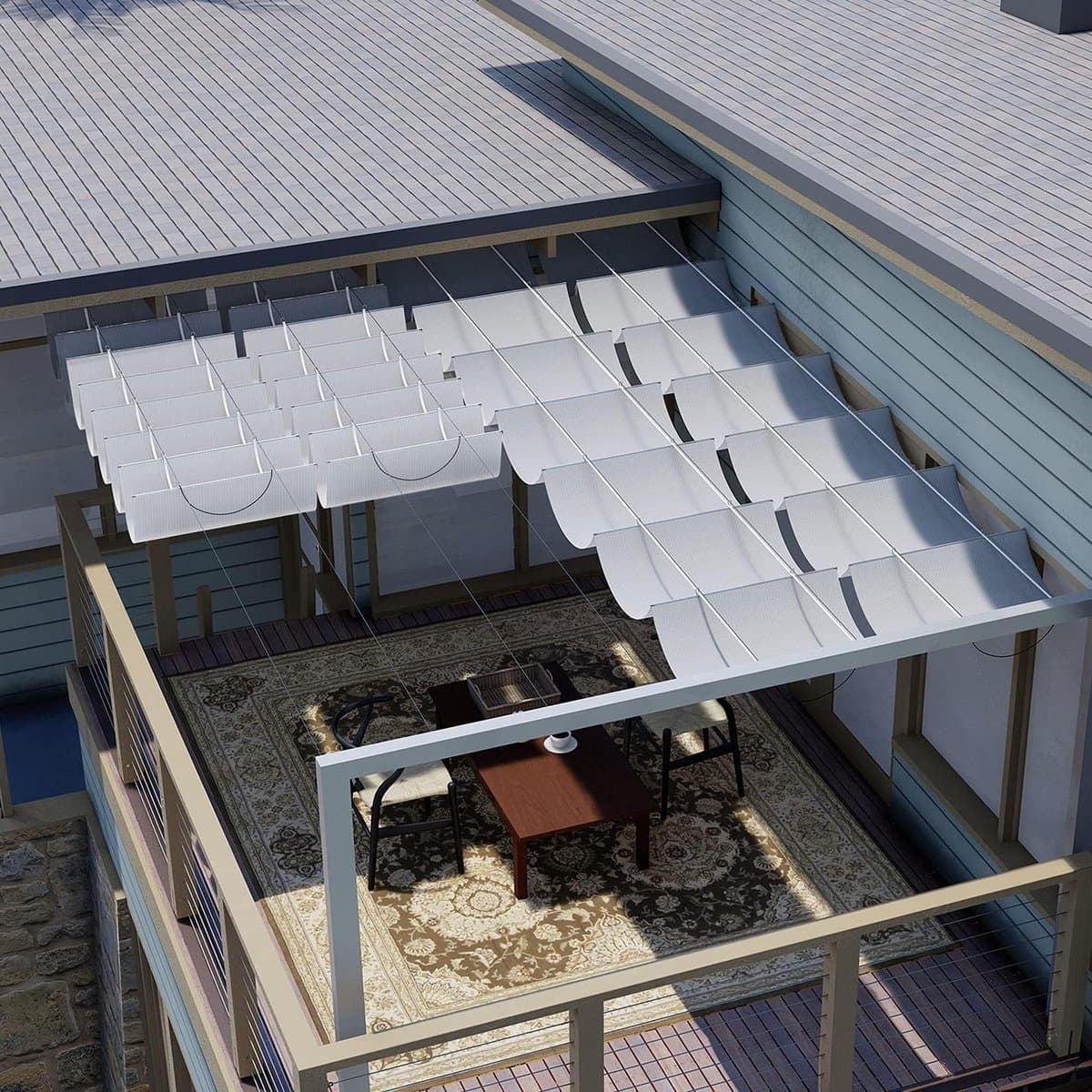 Pergola Zonwering - Schaduwdoek - Buiten Leven - Uitschuifbaar - 3 x 5 meter - Lichtgrijs