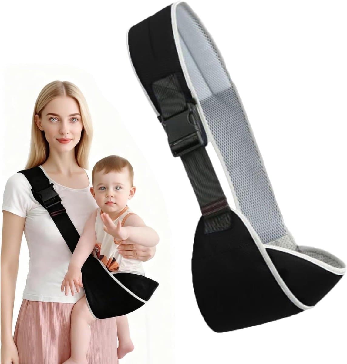 Baby Draagzak - Heupdrager Peuter - Comfortabel Dragen - Ademend Katoen - Verstelbaar - Zwart