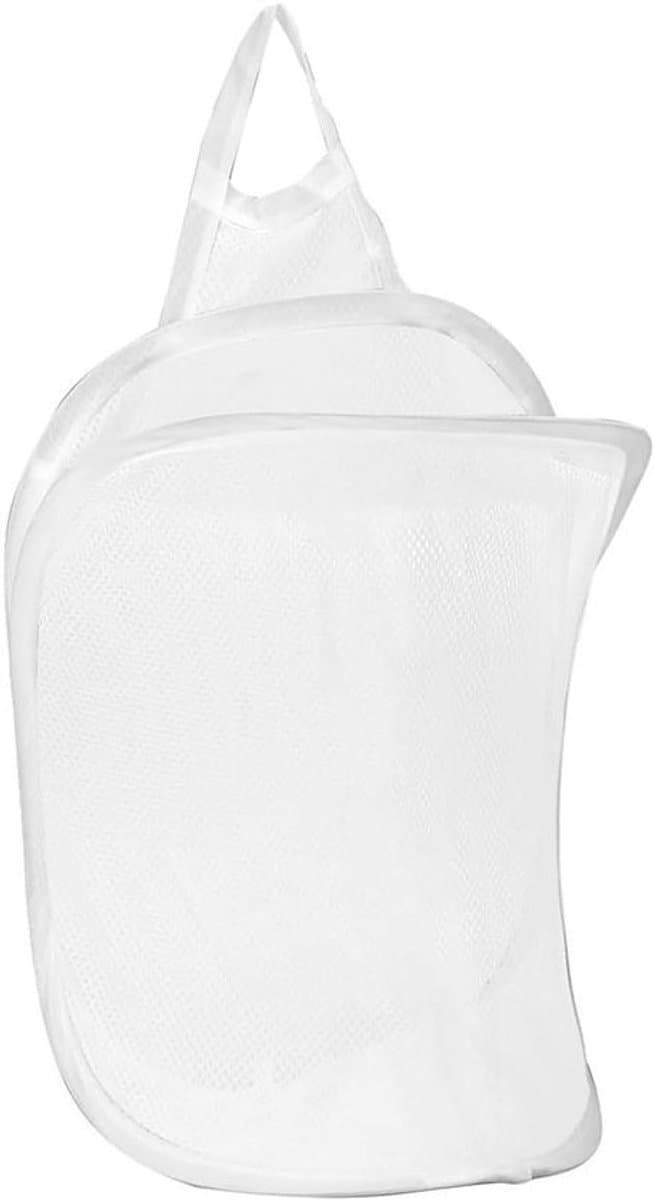 - Hangende wasmand - Opvouwbaar - Wit mesh - Groot - Handvaten - Pop-up - Voor slaapkamer, badkamer - Witte wasmand met handvaten, opvouwbaar en geschikt voor hangend gebruik