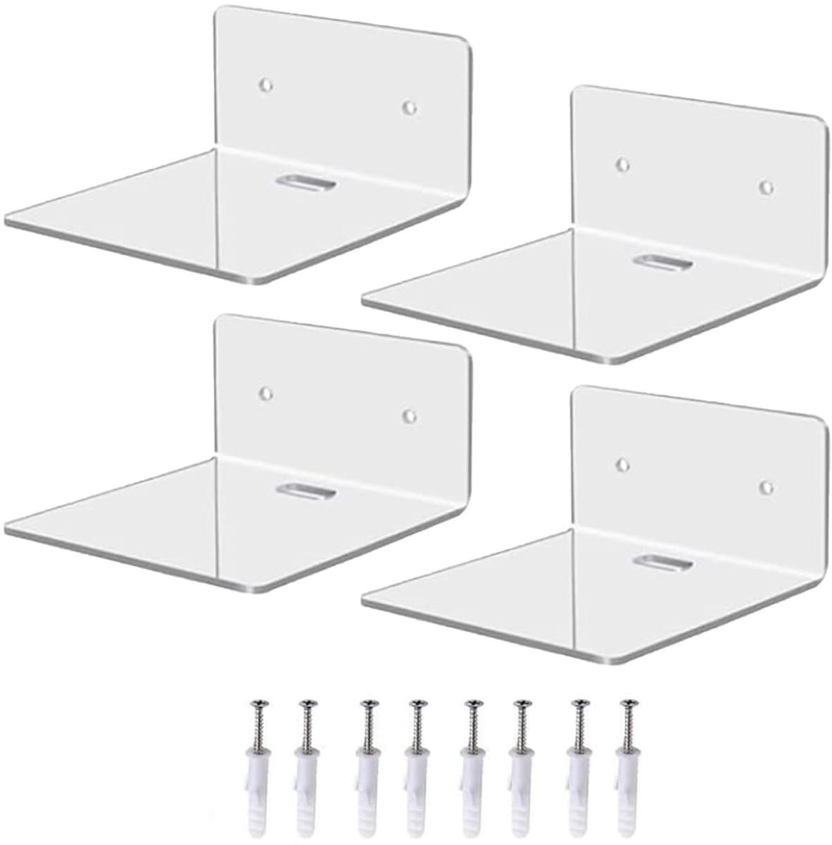 Dailygoods - Acryl zwevende wandplanken - kleine transparante displayplanken met draadgat voor slimme luidsprekers, monitoren, wekkers en meer - mini-wandplank voor slaapkamer, kantoor en woonkamer