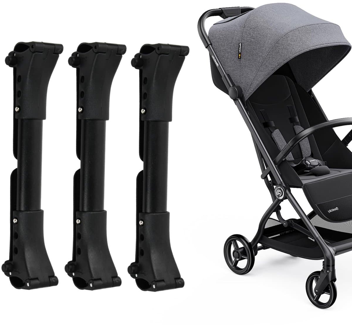 Dailygoods- Verbindingsset voor kinderwagens - 3 Stuks - Dubbele kinderwagenverbindingen - Veiligheidsverbinders - Verstelbare vergrendelingsknop - Geschikt voor themaparken - Kinderwagenconnector