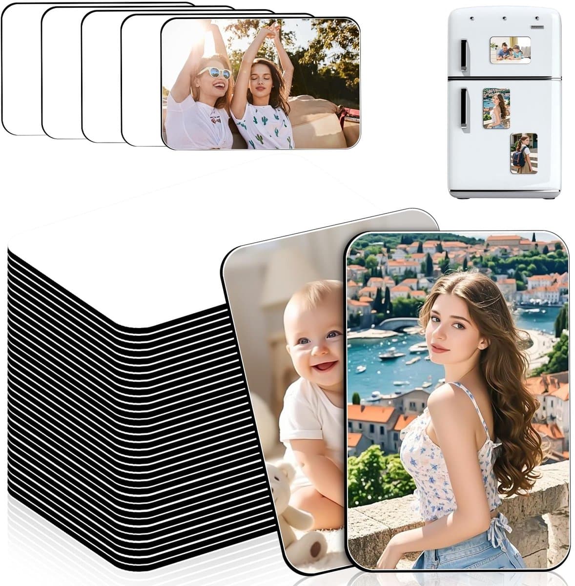 Omgoods- Sublimatiemagneten 50 Stuks - Blanco Magneten - Doe-Het-Zelf Decoratie - Koelkast Magneten - Thermo-Transfermateriaal - Hoogwaardig Kunsthars - Koelkastmagneten