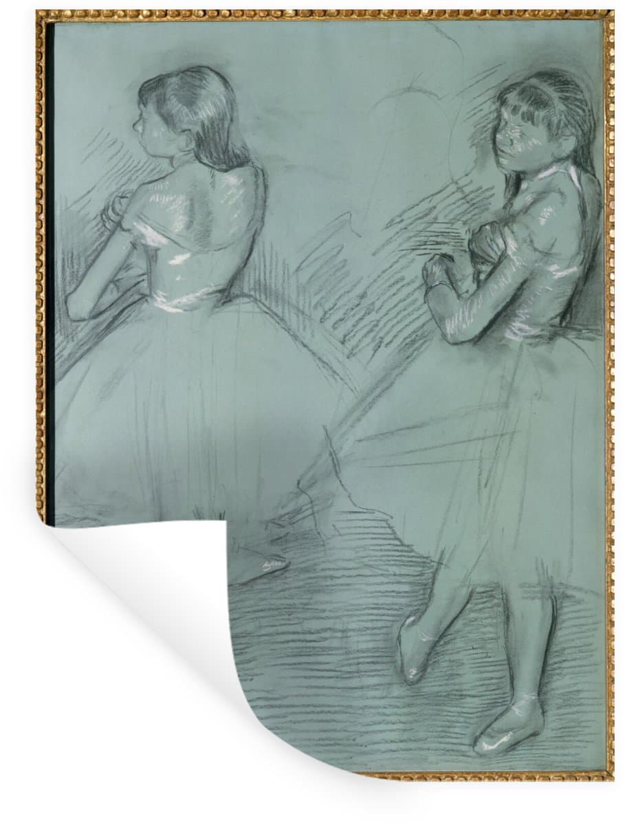 Muurstickers - Sticker Folie - Two dancers - Schilderij van Edgar Degas - 60x80 cm - Plakfolie - Muurstickers Kinderkamer - Zelfklevend Behang - Zelfklevend behangpapier - Stickerfolie