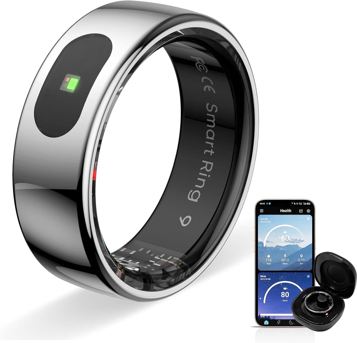 Slimme Ring - Fitness Tracker - Activiteiten Meten - 5 ATM Waterdicht - 3.7g Lichtgewicht - Zilver
