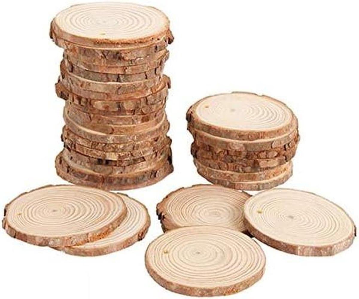 Houten Cirkels - Houtschijven Boomschors - Doe-het-zelf Decoratie - Natuurlijke Boomschors - 3-4 cm - Natuurlijk Hout