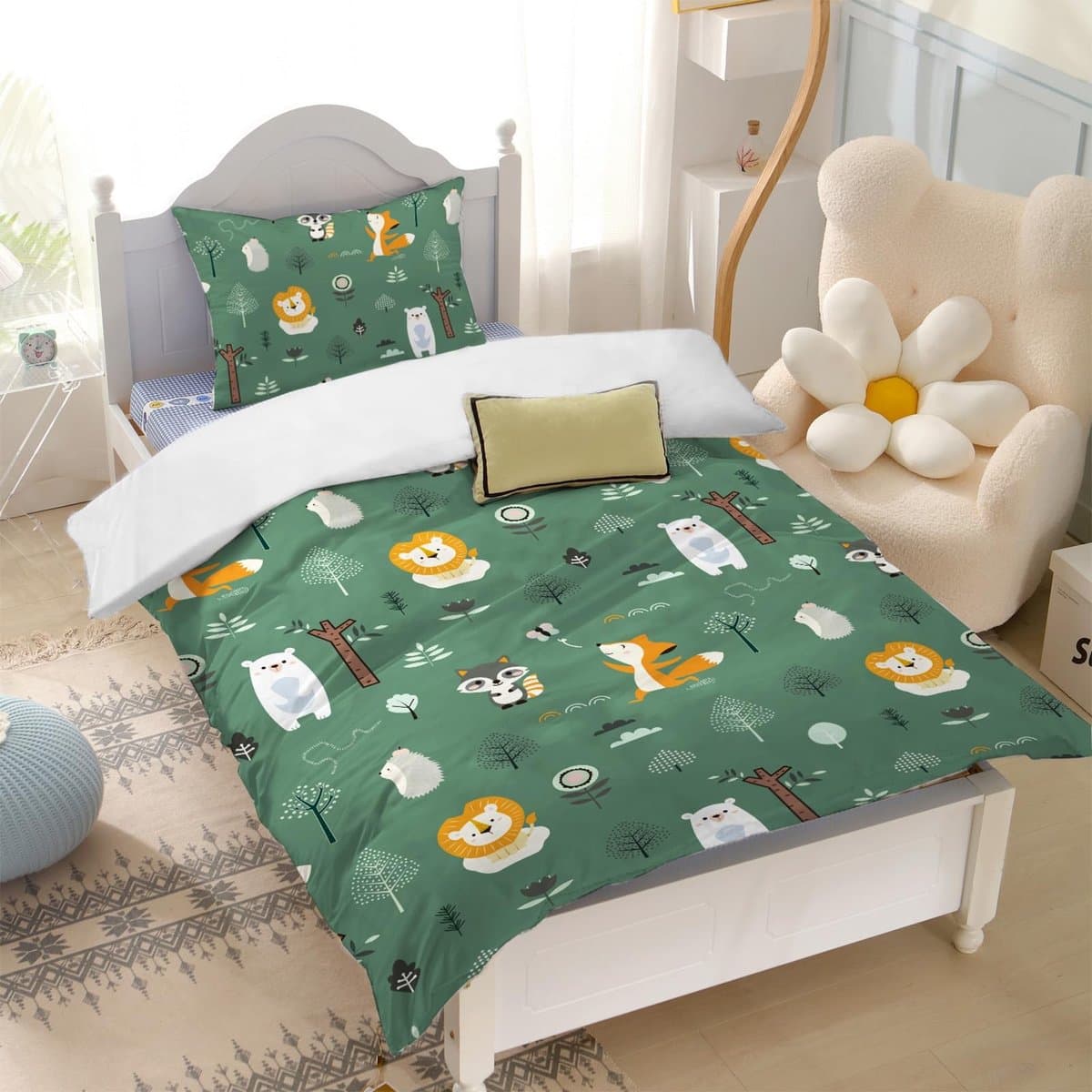 Omgoods - Kinderen Dieren Beddegoedset 100x135 cm Microfiber met Kussensloop