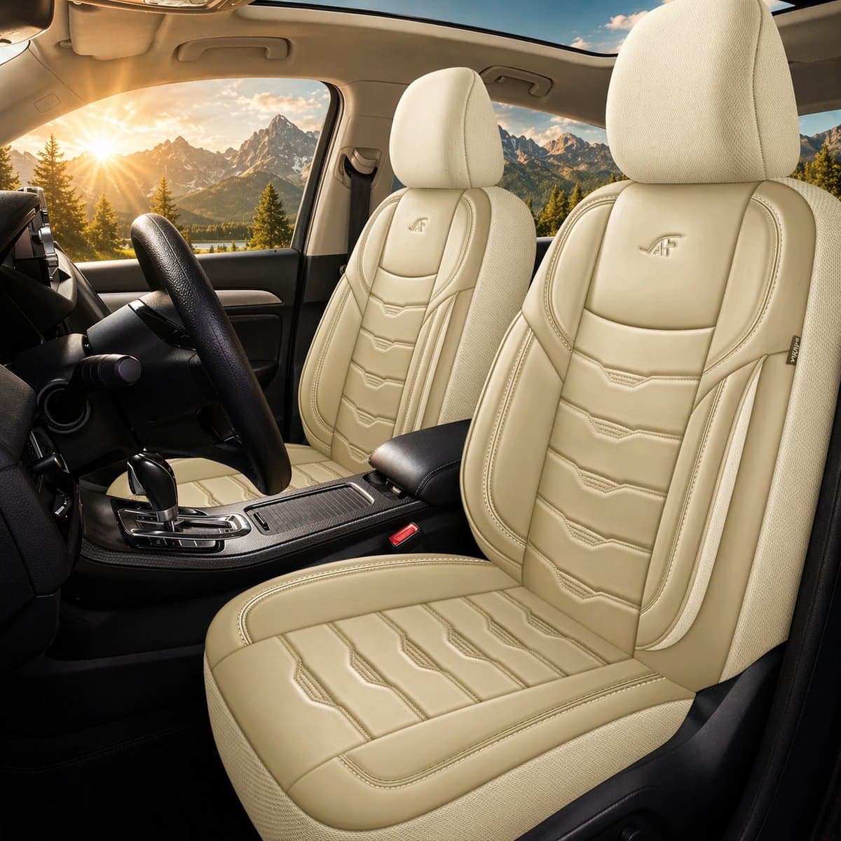 Stoelhoezen Lexus NX 1 - Set van 2 - Beige kunstleer - AIM