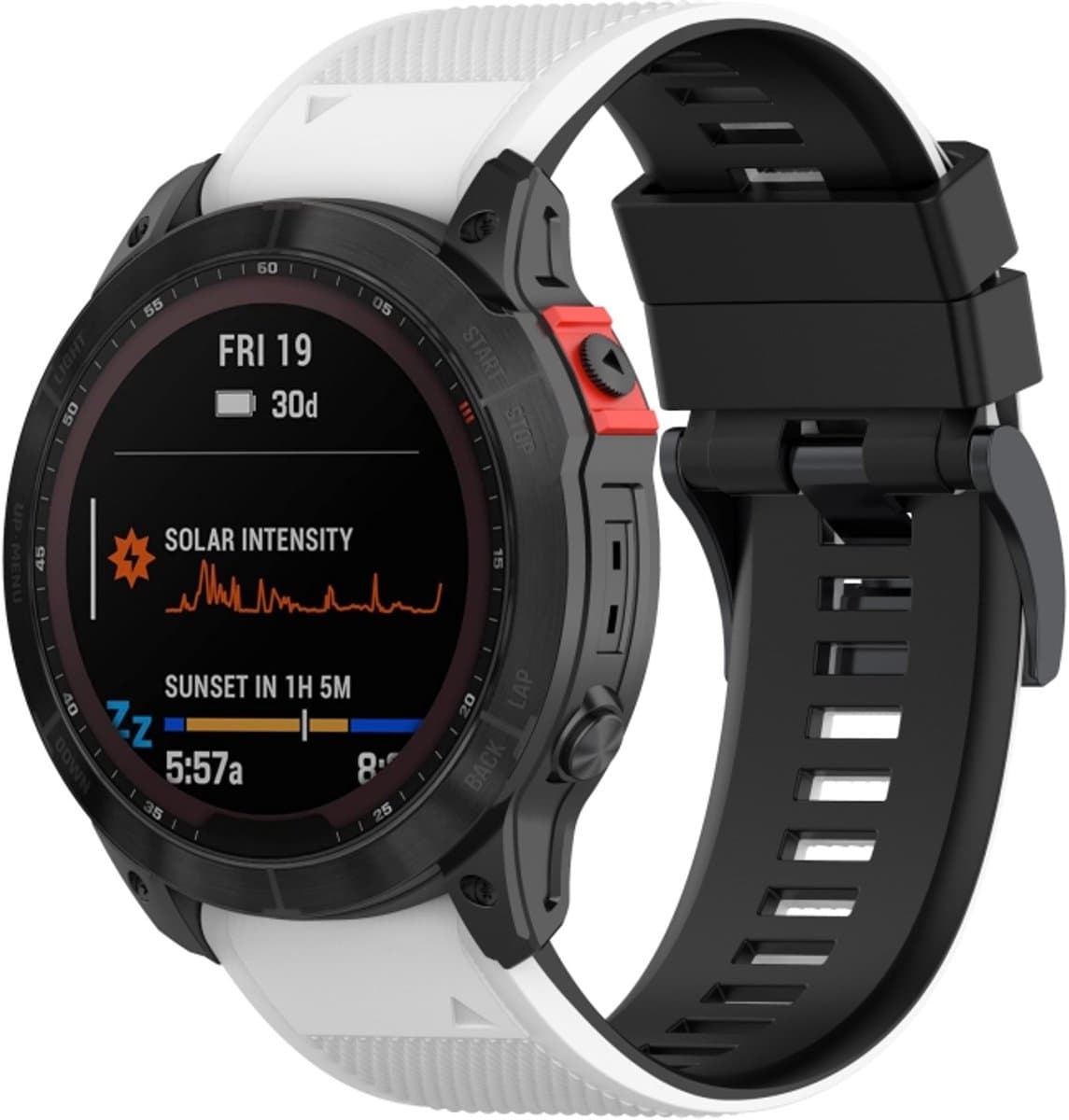 Voor Garmin Fenix 7X Tweekleurige siliconen horlogeband (wit zwart)