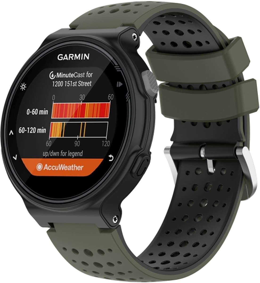 Voor Garmin Forerunner 220 Silicone Sports Two-Color Watch Band (Amygreen+Black)