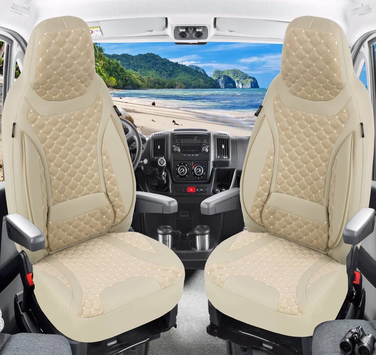 Premium Camper stoelhoezen voor Karmann Dexter 550 T1 in Beige (2 losse stoelen)