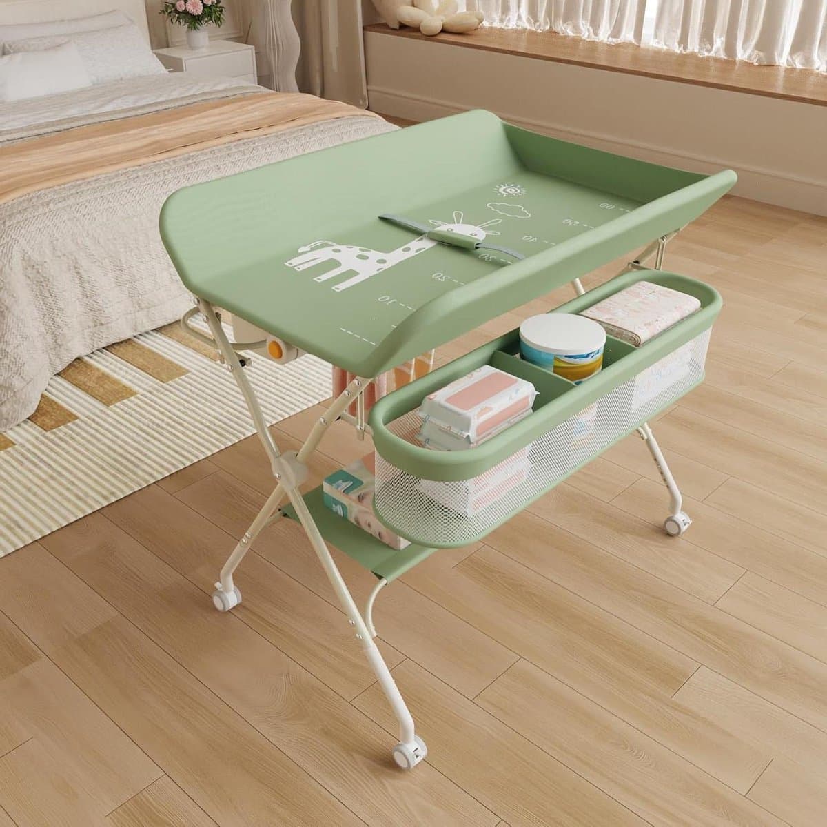 Baby luiertafel - Commode verzorging - Baby verzorgen - Opvouwbaar en mobiel - 6 kg - Groen