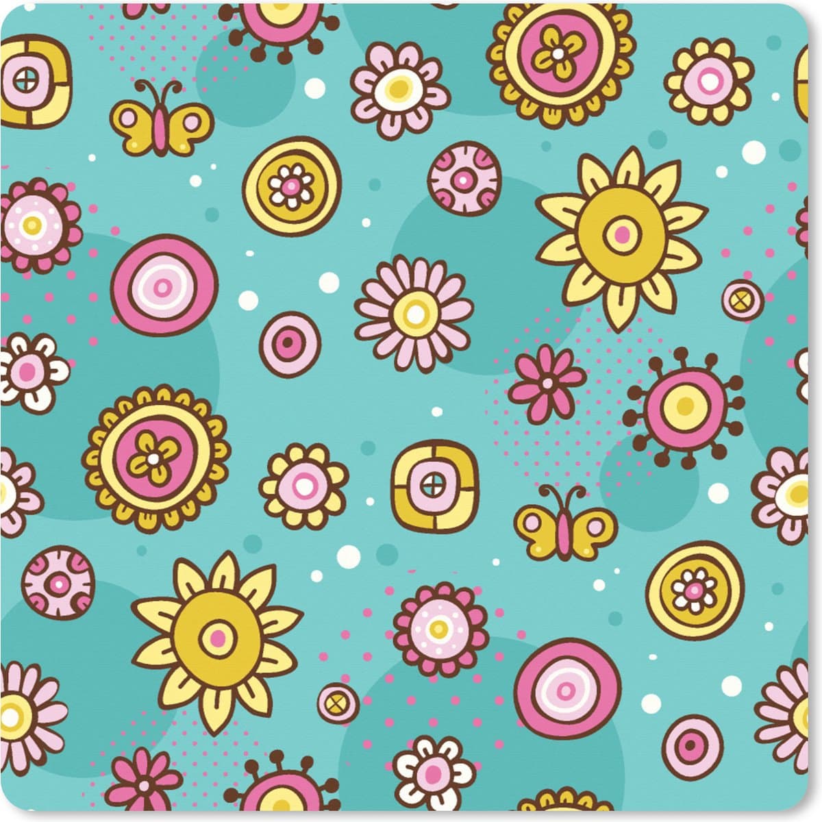 Muismat XXL 60x60 cm - Bureau onderlegger - Bureau mat Bloemen - Vlinders - Patronen - Bureaumat - Gaming mousepad xl - Bureaulegger groot - Computer deskmat