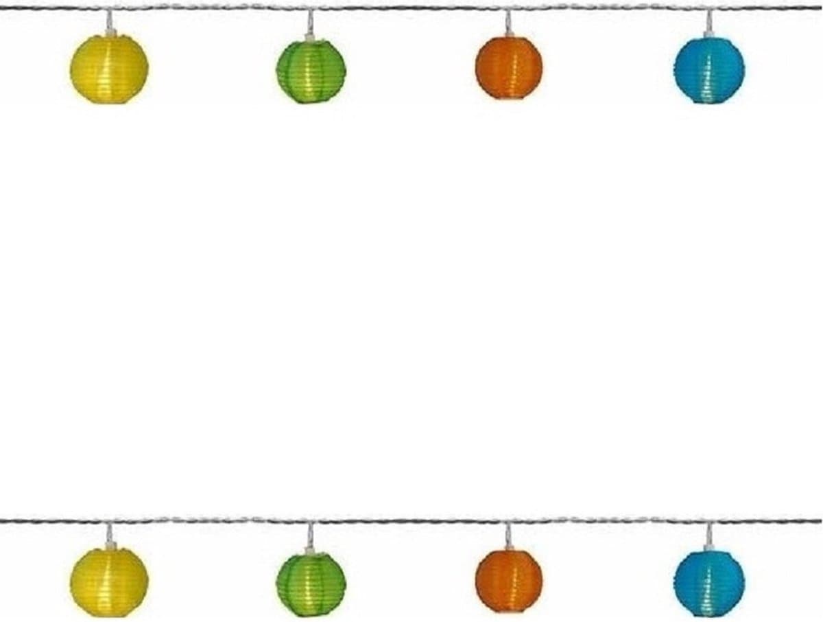 Set van 2x stuks Buiten/Binnen feestverlichting solar lichtsnoer gekleurde lampionnen lantaarns 2,5 m per snoer - Verlichting op zonne-energie- LED lampjes