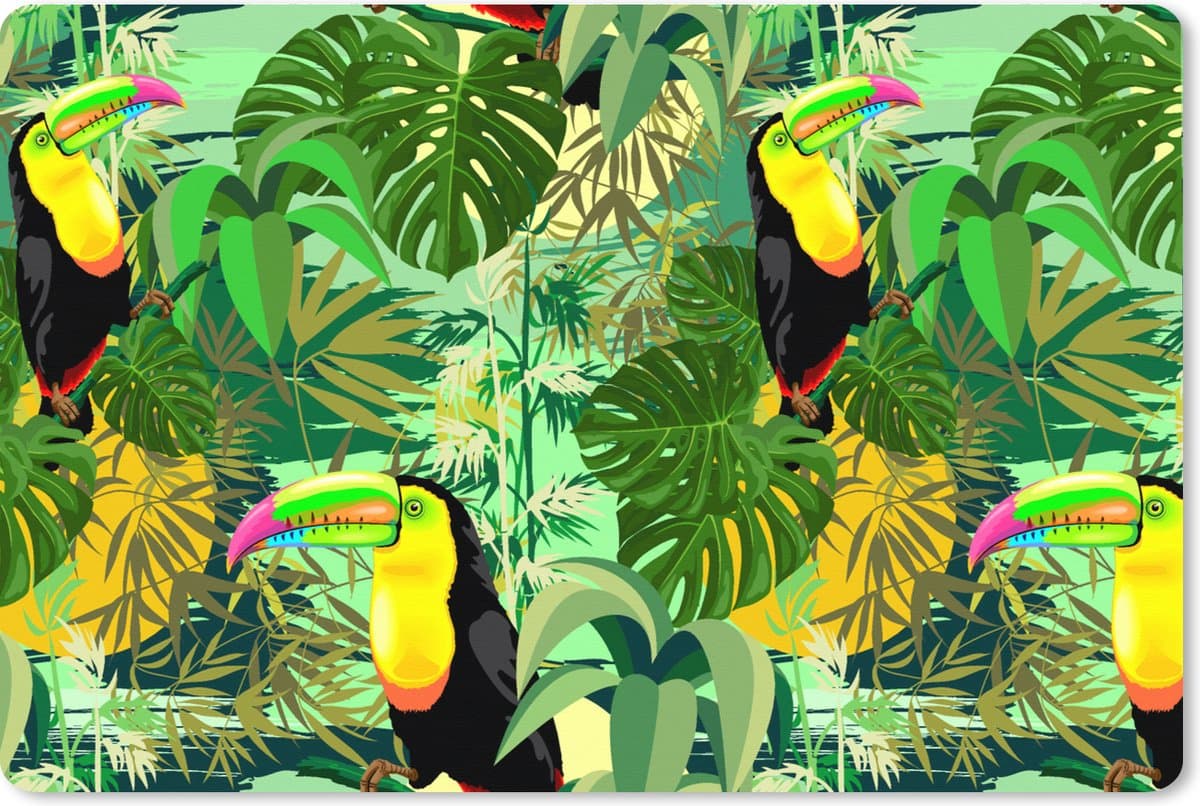 Muismat XXL 120x80 cm - Bureau onderlegger - Bureau mat Vogel - Patronen - Jungle - Bureaumat - Gaming mousepad xl - Bureaulegger groot - Computer deskmat