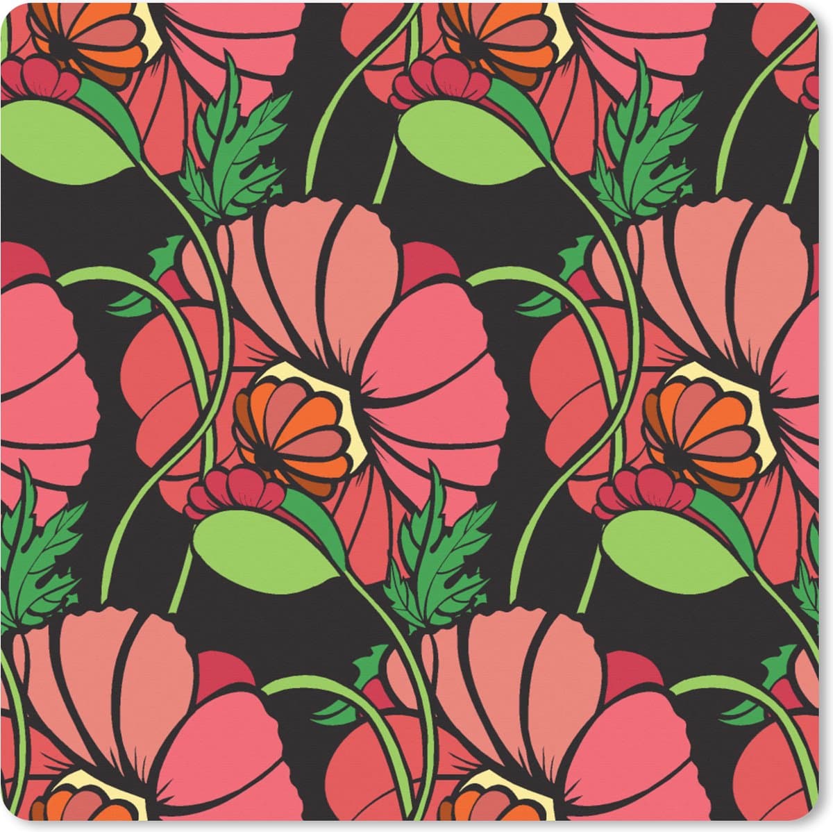 Muismat XXL 40x40 cm - Bureau onderlegger - Bureau mat Bloemen - Natuur - Roze - Patroon - Bureaumat - Gaming mousepad xl - Bureaulegger groot - Computer deskmat