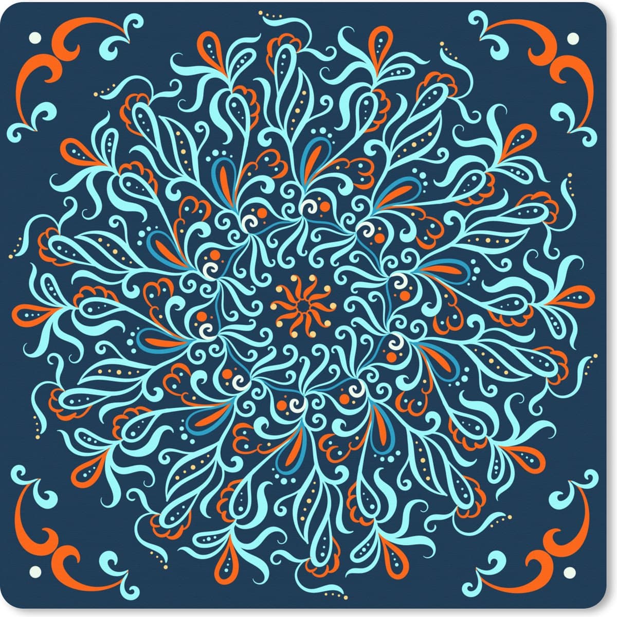 Muismat XXL 40x40 cm - Bureau onderlegger - Bureau mat Mandala - Blauw - Patronen - Bureaumat - Gaming mousepad xl - Bureaulegger groot - Computer deskmat