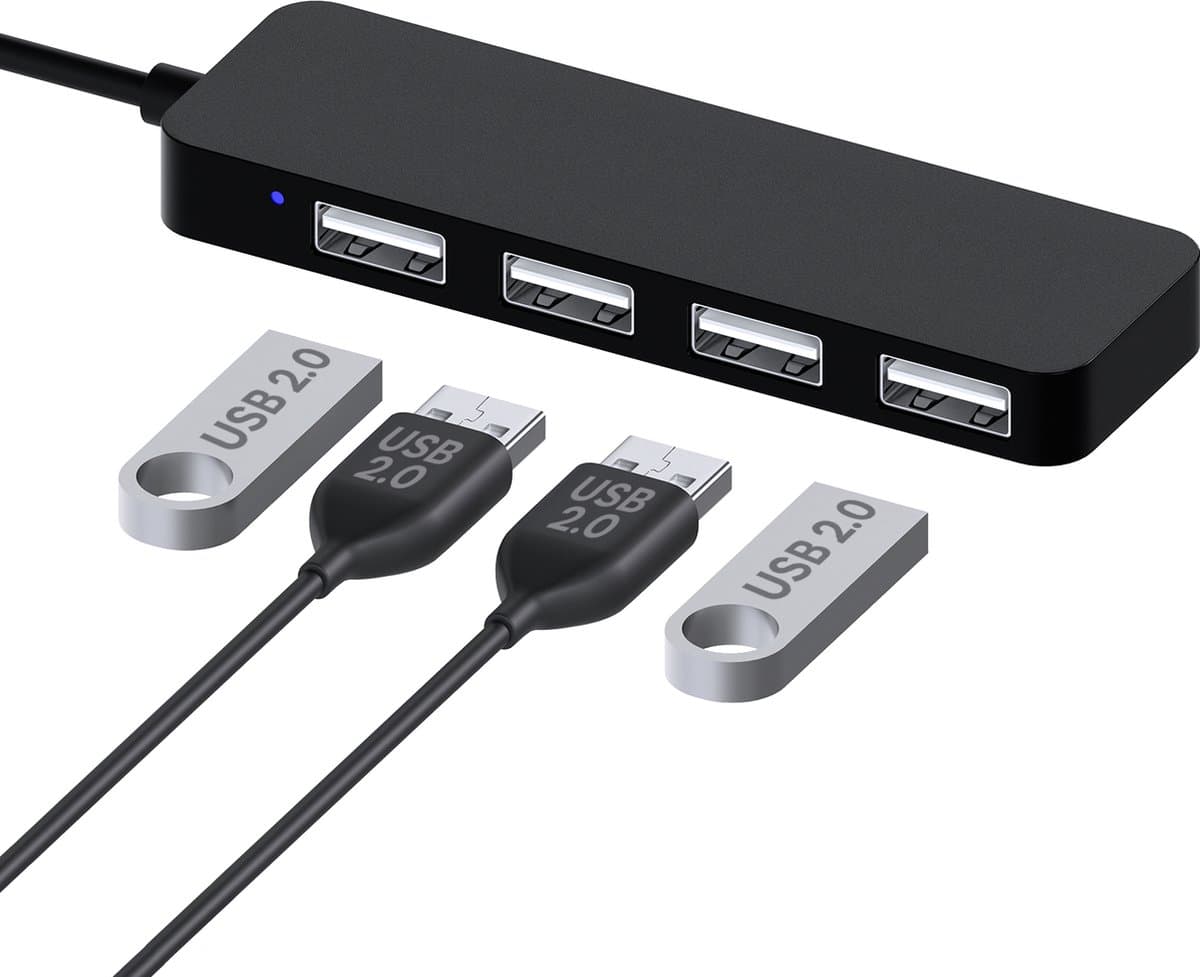 MMOBIEL 4 Port USB 2.0 Data Hub - Geschikt voor Laptop / Computer / PC