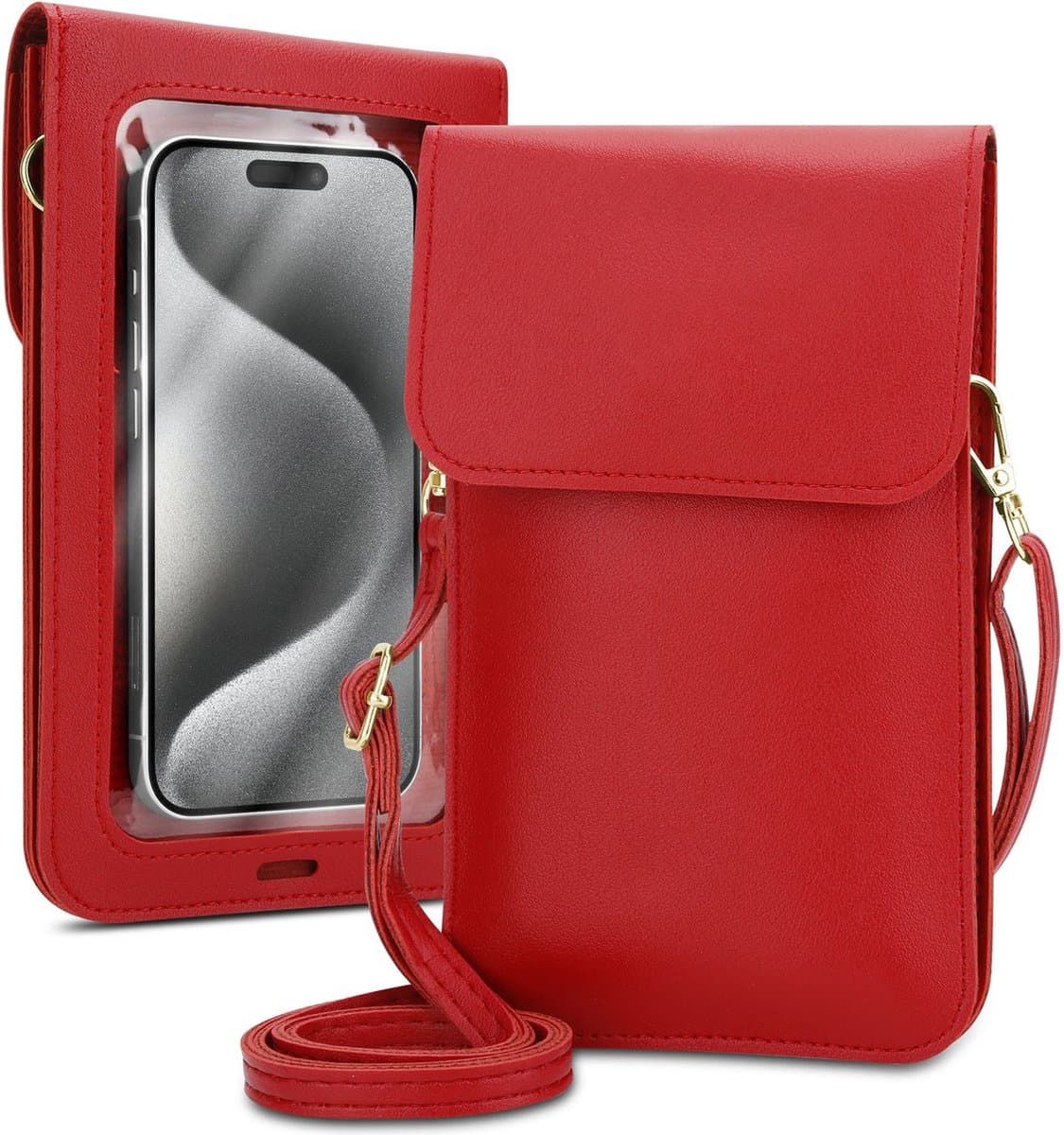 Mobielhoesje geschikt voor LG K20 in ROOD Etui Case Cover Handtas voor dames