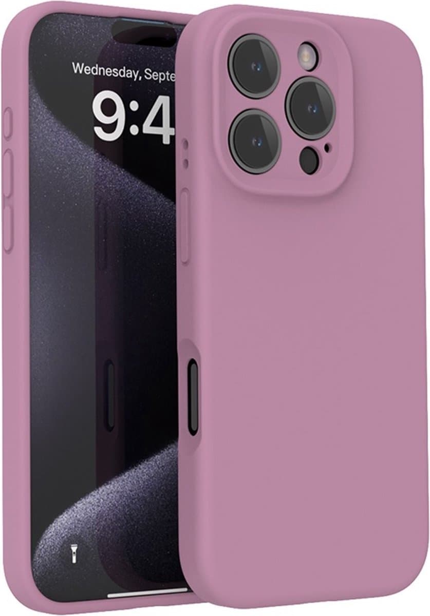 Lunso Geschikt voor iPhone 16 Pro hoesje - Flexibel siliconen Backcover - Paars