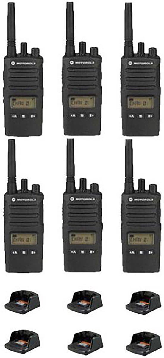 Set van 6 Motorola XT460 IP55 PMR446 Portofoon met tafellader
