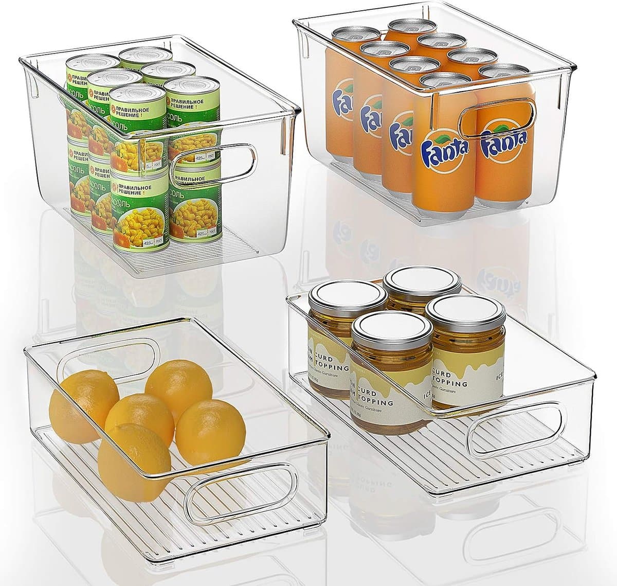Koelkastorganizer, set - voorraadkamer, snacks, blikjes, keuken,HOGE KWALITEIT MATERIAA Set of 4