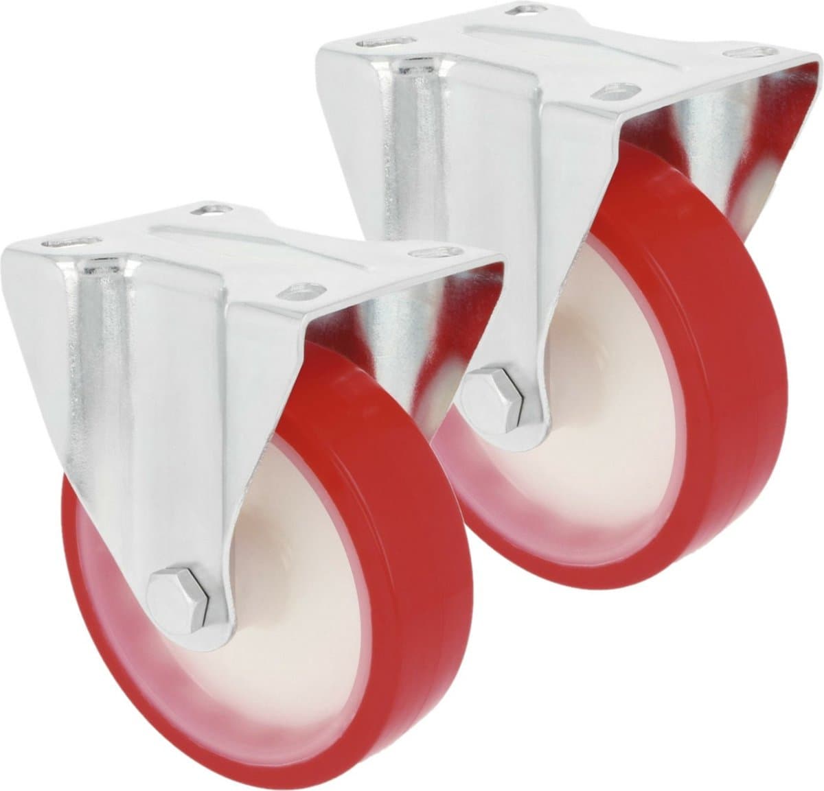 AMIG bokwiel/transportwiel - 2x - D80mm - polyurethaan - 100kg draagvermogen - heavy duty