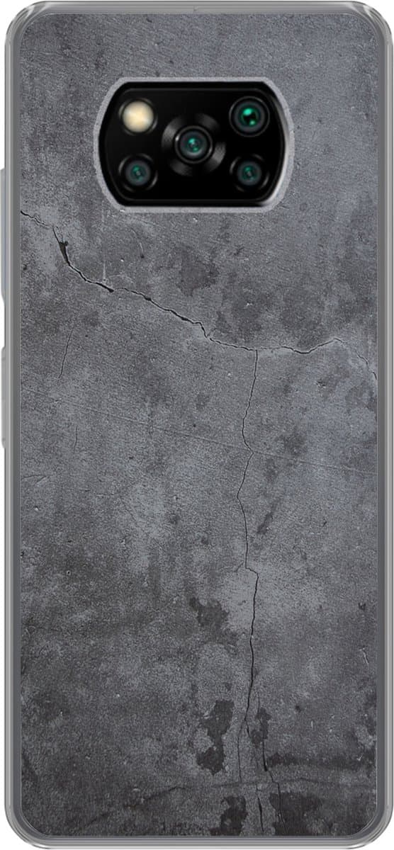Telefoonhoesje Geschikt voor Xiaomi Geschikt voor Poco X3 NFC hoesje - Industrieel - Beton print - Grijs - Leisteen - Retro - Siliconen Telefoonhoesje Telefoonhoesje