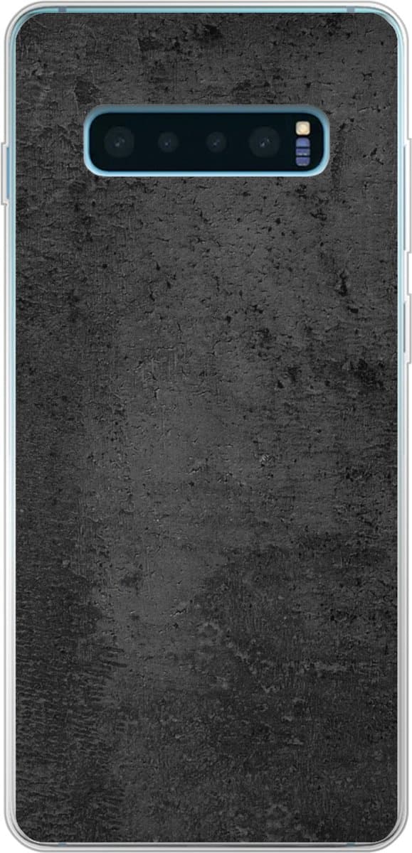 Telefoonhoesje Geschikt voor Samsung Galaxy S10 Plus hoesje - Beton print - Robuust - Vintage - Rustiek - Grijs - Zwart - Siliconen Telefoonhoesje Telefoonhoesje