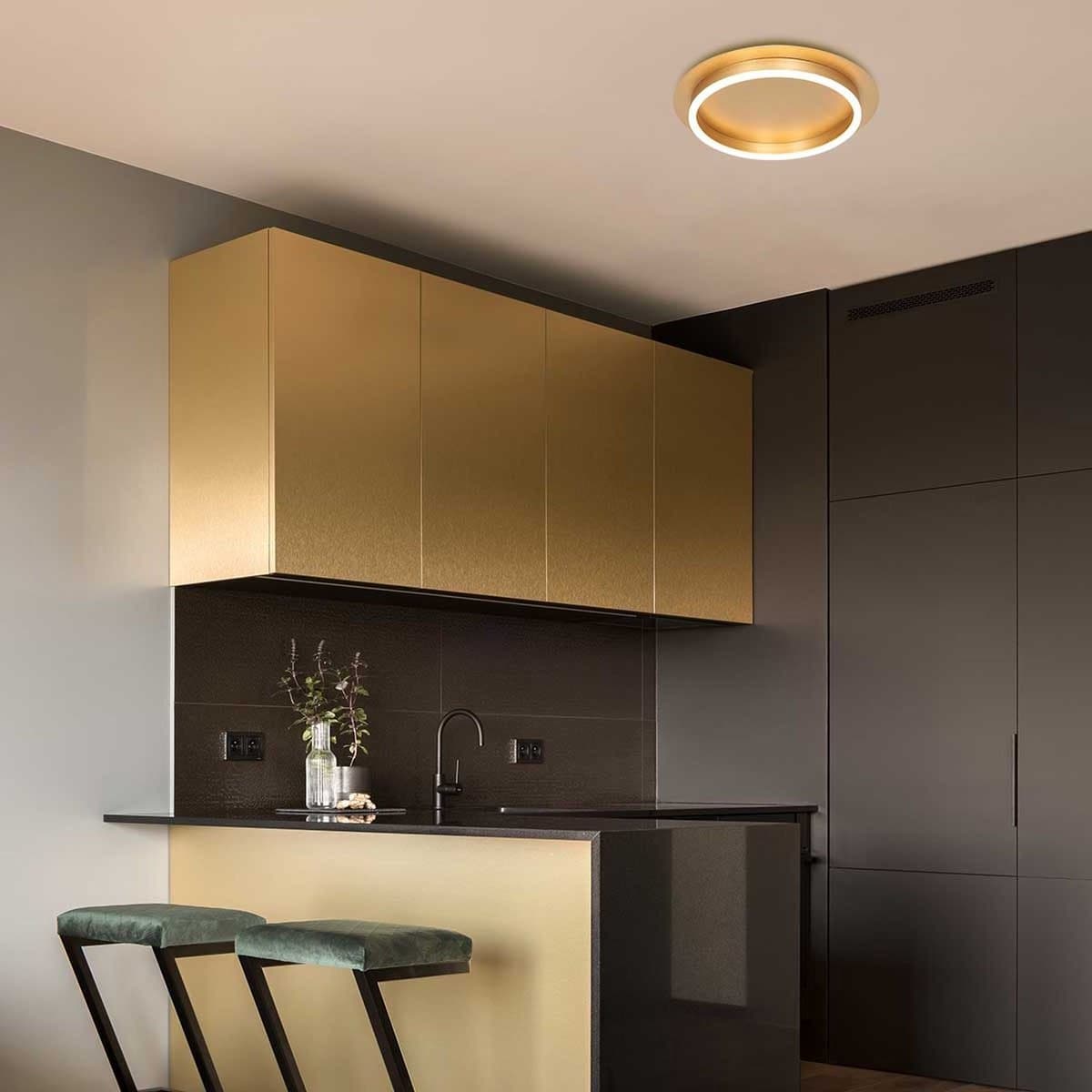 Licht-Erlebnisse - Linalota - LED - Plafonnière - 2700K - 2000lm - Dimbaar - van - Metaal kunststof - in - goud wit