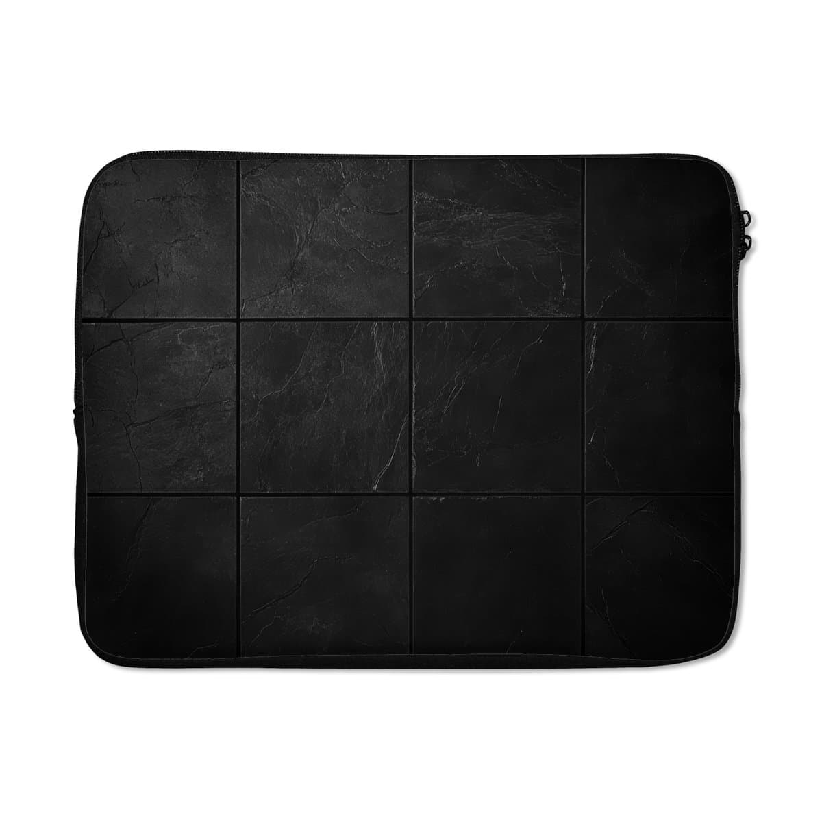 Laptophoes 17 inch - Zwart - Tegels - Laptop sleeve - Binnenmaat 41x28 cm - Zwarte achterkant