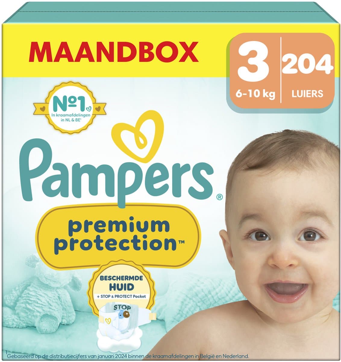 Pampers Premium Protection Luiers Maat 3– Maandbox 204 Luiers