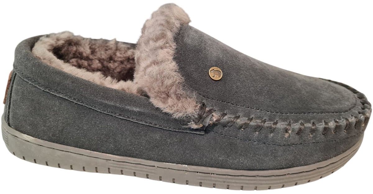 Warmbat Grizzly Suede Heren Sloffen - Grijs