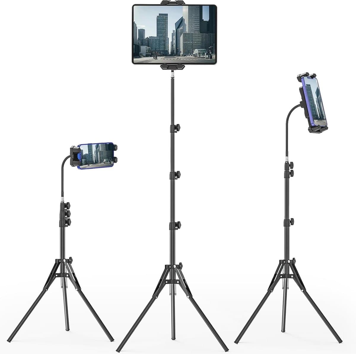 Verstelbaar iPad Statief tot 175 cm met 360° Draaibare Bevestiging voor Tablets en Telefoons