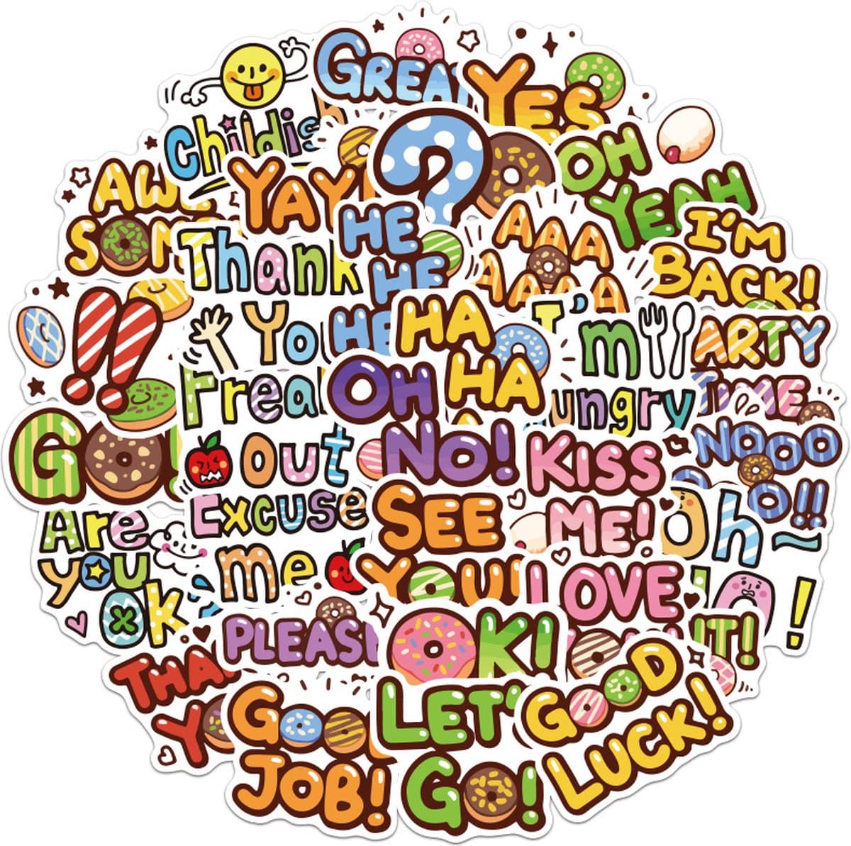 Grappige Stickers met positieve Engelse Teksten - 50 leuke stickers voor Agenda, Bullet Journal, Muur, Deur, Laptop etc.