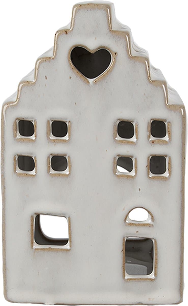 Clayre & Eef Waxinelichthouder Huis 14 cm Beige Porselein