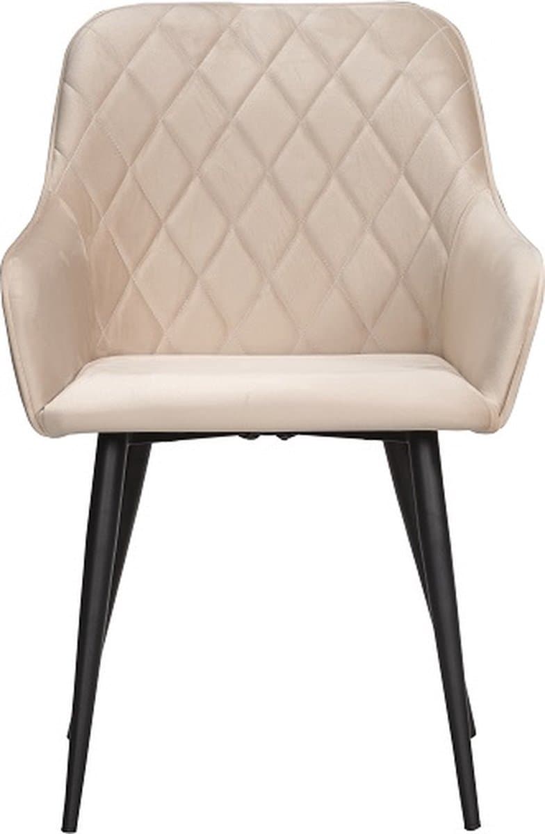 Soof&Tess - Set van 4 - Varese Eetkamerstoel - Beige - Fluweel - Velvet - Industrieel - Met armleuning - Easy Clean Stoffen - Hoge Kwaliteit