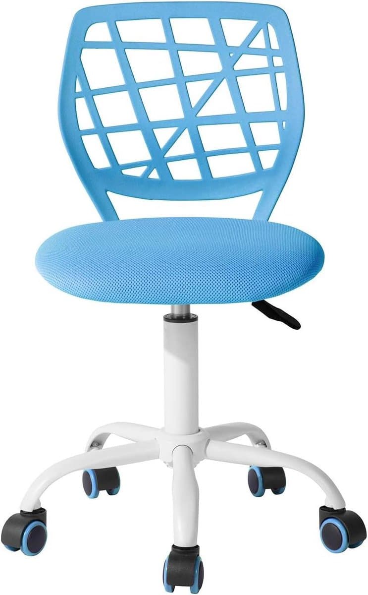 Kinder Bureaustoel - Leerstoel Draaibaar - Studeren Thuis - Armloos Modern - 40x45x75-85cm - Blauw