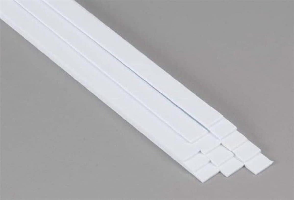 Vierkante profielen - Hobby strips - Modelbouw projecten - Wit polystyreen materiaal - 600x10x79 mm - Wit