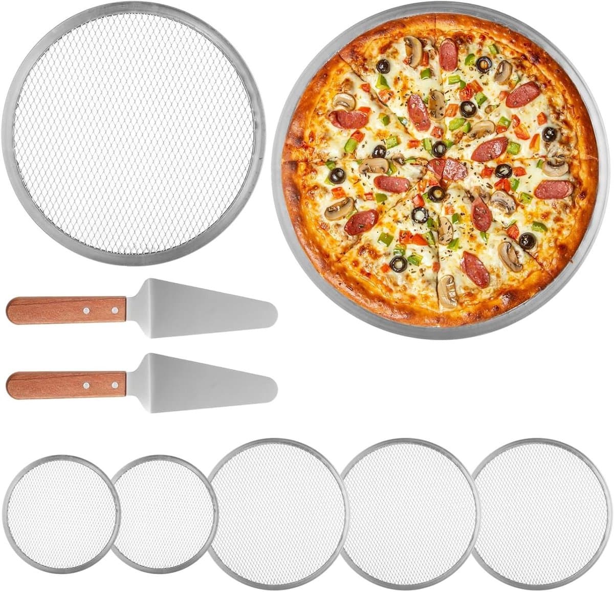 Pizza Bakset - Bakplaten - Crispy Bodems Bakken - Geoptimaliseerd Mesh Ontwerp - 10 en 12 Inch - Zilver
