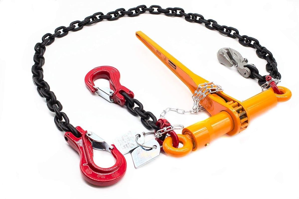 Sjorketting met Ratelspanner - Spanband Ketting - Goederen Zekeren - Extra Grote Spanweg - 2 Meter - Oranje/Rood