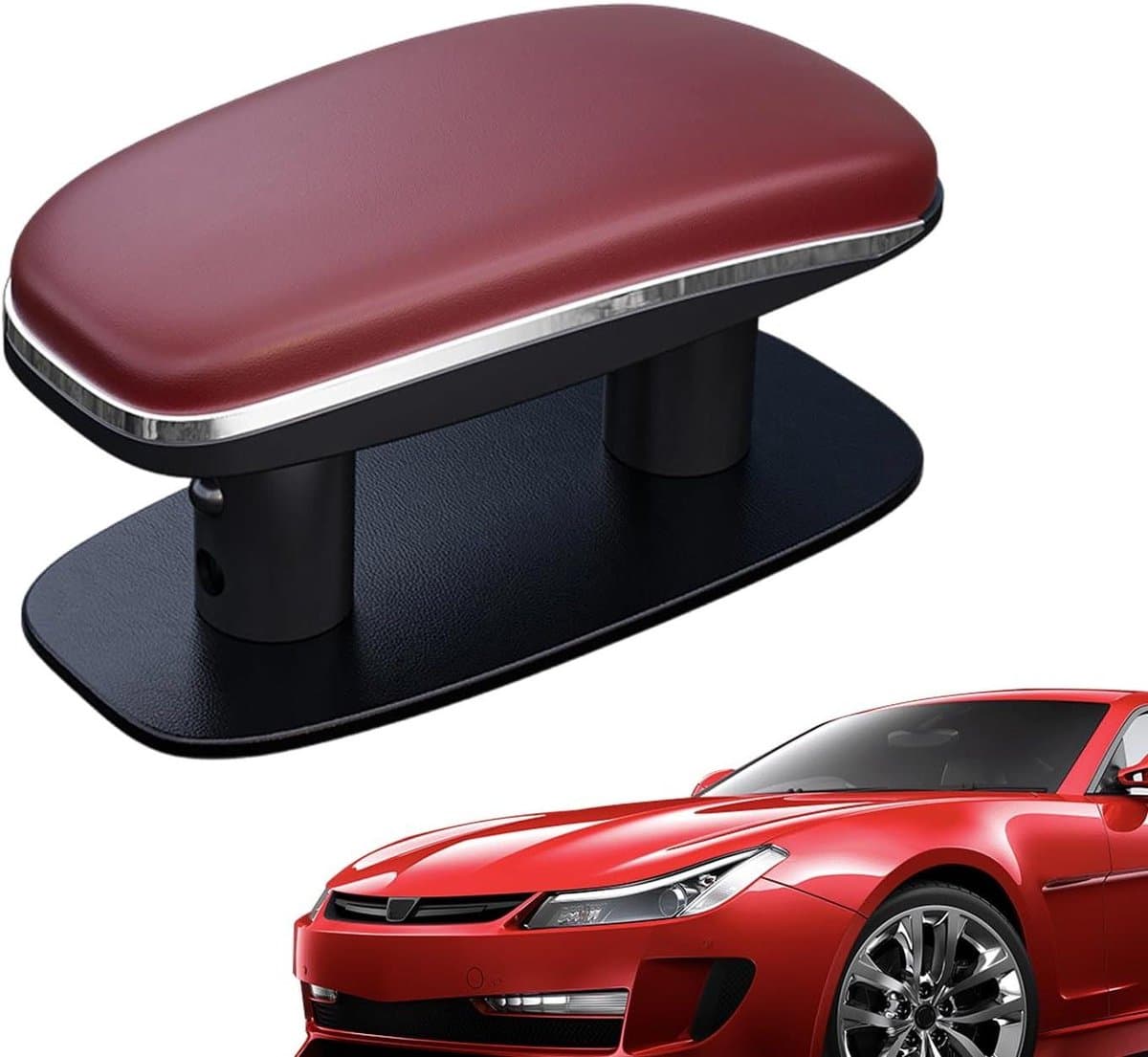Auto Armsteun Kussen - Elleboogsteun Pad - Comfortabel Rijden - Verstelbare Hoogte - 17 x 9 x 8 cm - Bordeaux