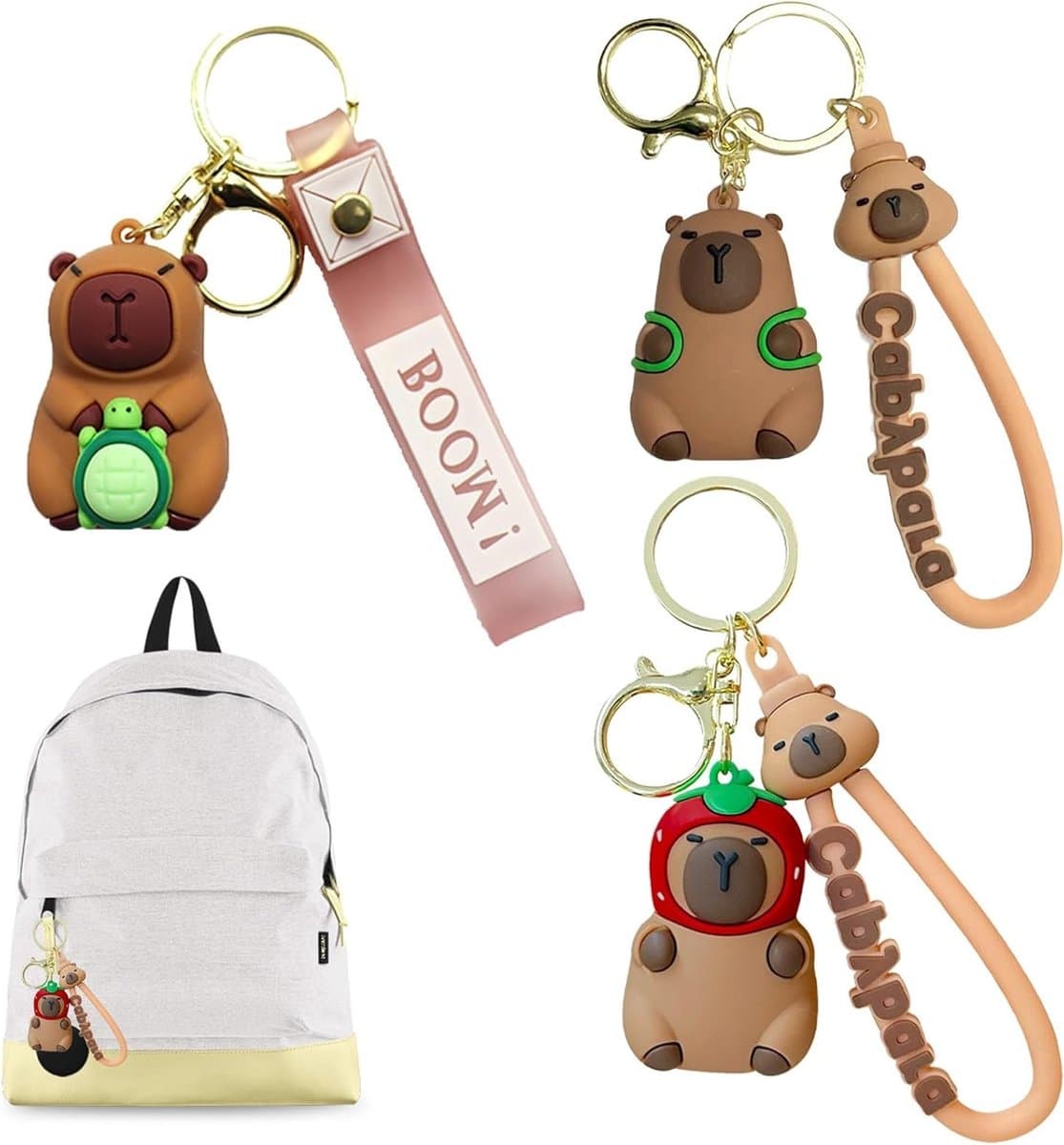Llavero Capybara 3 Piezas - Schattige Sleutelhanger voor Handtas, Mochila en Decoratie, Perfect Cadeau voor Dierenliefhebbers