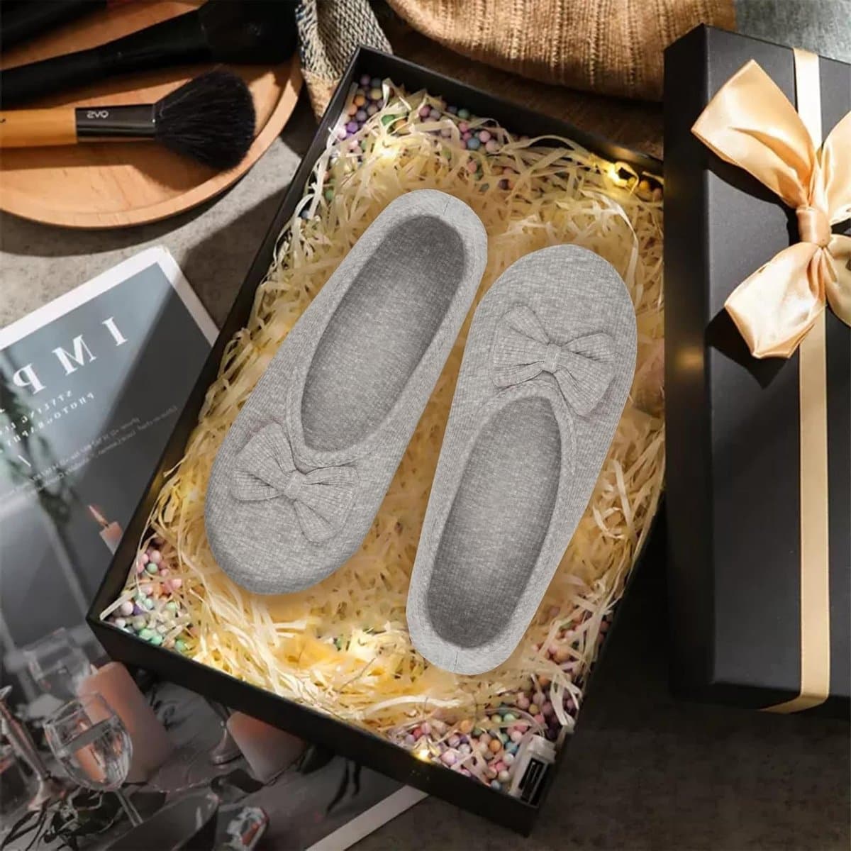 Elegante Ballerina Slippers voor Dames met Memory Foam en Schattige Strik voor Comfort en Stijl