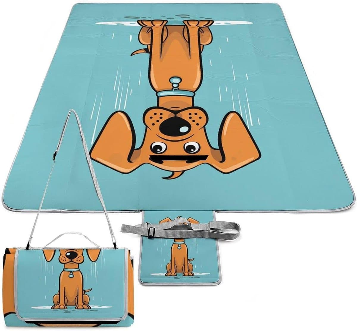 Picknickmat Hond - Kampeerkleed Buitenkleed - Buiten Ontspannen - Waterdichte Onderkant - 148 x 148 cm - Donker Oranje