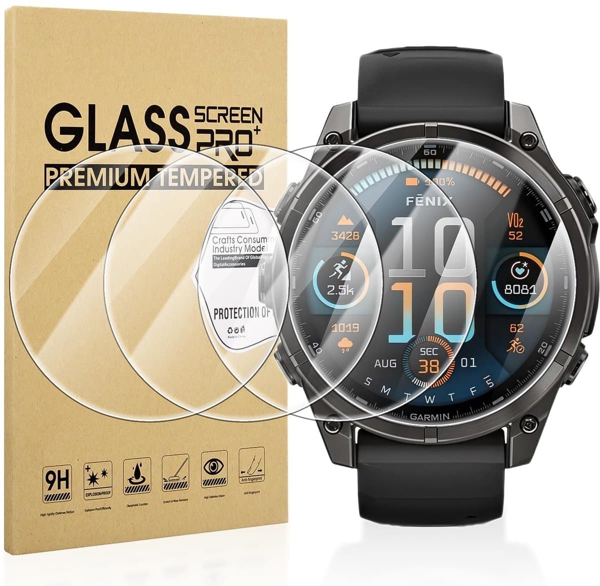 VT Goods - Schermbeschermer - Garmin Fenix 8 - Krasbestendig - 47 mm - HD - Perfecte pasvorm - Geschikt voor Garmin Fenix 8 47 mm - Kleurloos