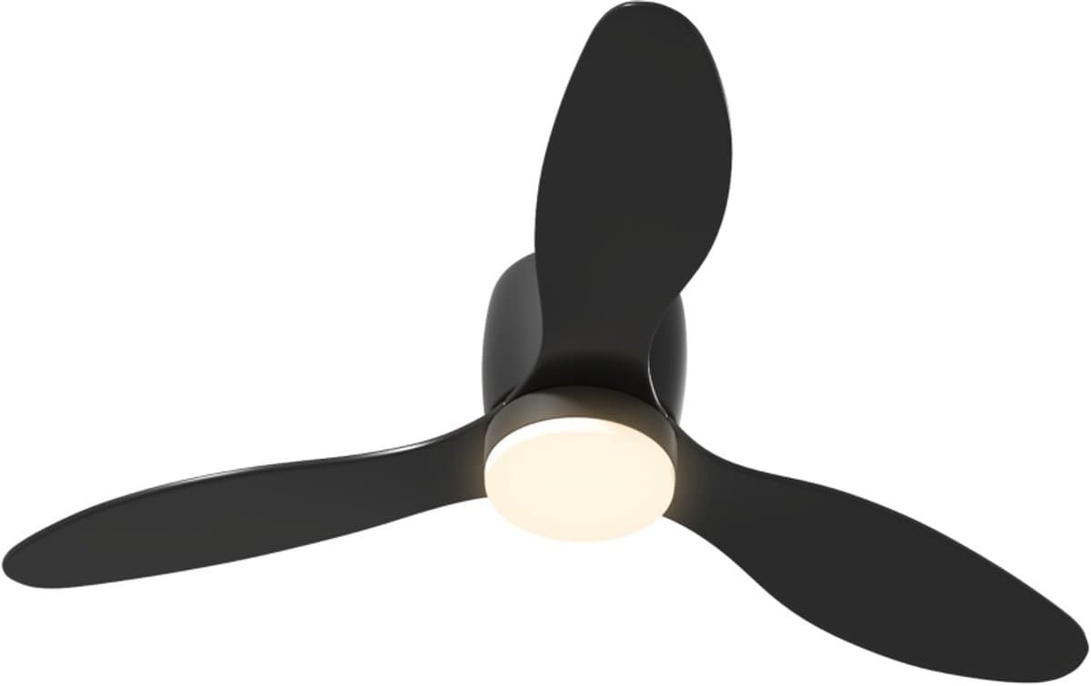 Plafondventilator met Verstelbare LED Verlichting, Timer, & Afstandsbediening - Plafond Lamp met Stille Ventilator - Plafonniere - LED 50W Dimbaar - 3000K-6000K - Ø63 cm - 6 Snelheden - 3 Lichtkleuren - Zwart
