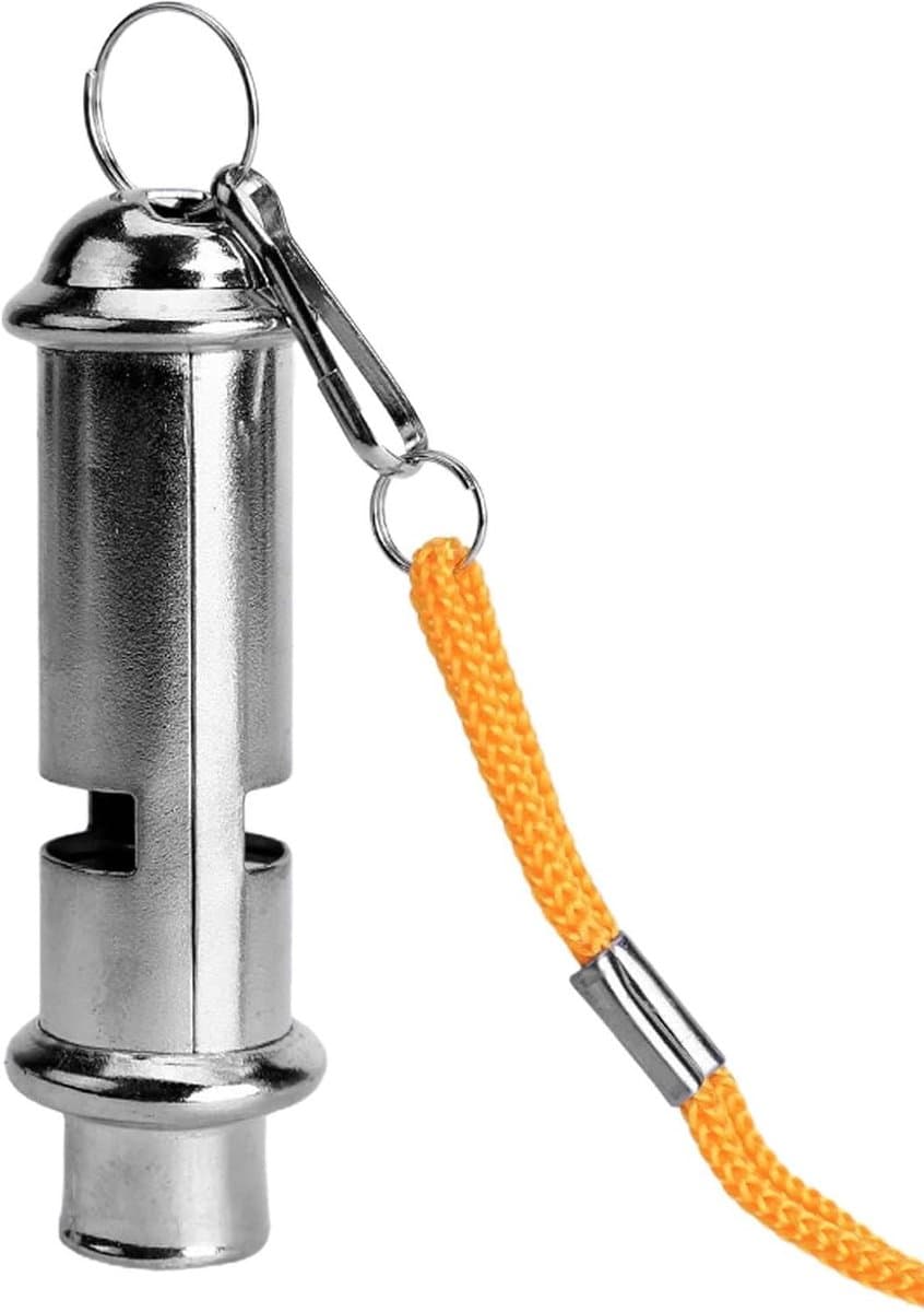 Scheidsrechtersfluitje - Luid geluid - Sport coaching - Roestvrij staal - 65 cm - Zilver