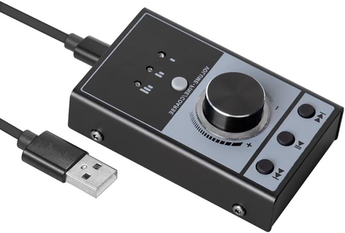 USB Volumeregelaar - Audio Controller - Muziek Bediening - Draaien en Drukken - Compact Formaat - Zwart