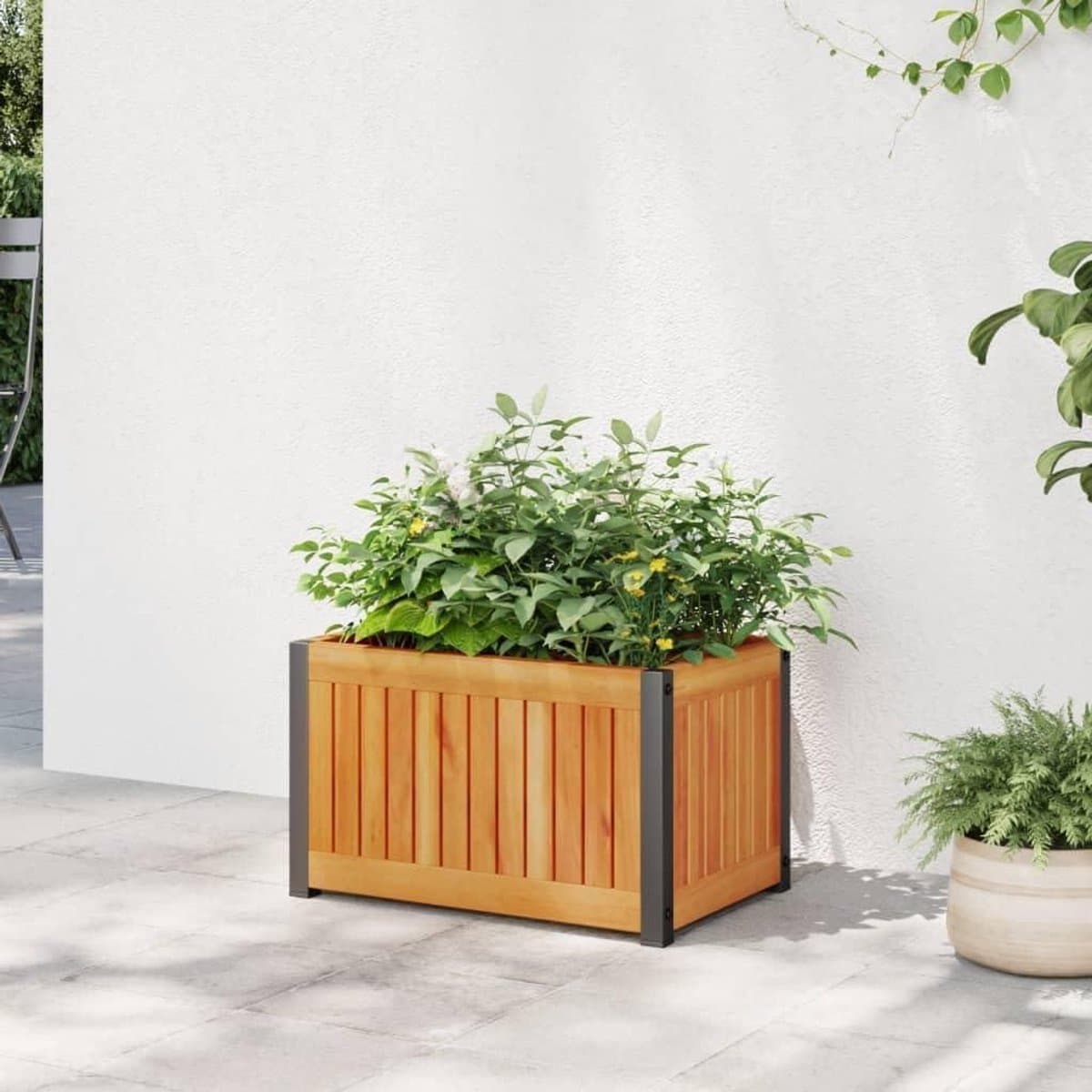 Plantenbak - Bloempot Verhoogd - Planten Kweken - Acaciahout Staal - 45 x 30 x 275 cm - Bruin