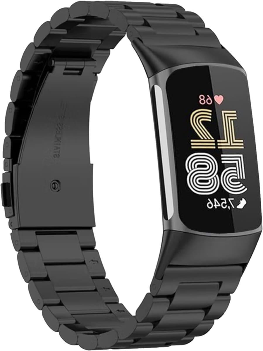 Stainless Steel Horlogeband 18MM voor Fitbit Charge 6/5, Verstelbare Metalen Vervangband met Snelle Ontgrendeling voor Fitness Tracker en Sportieve Activiteiten